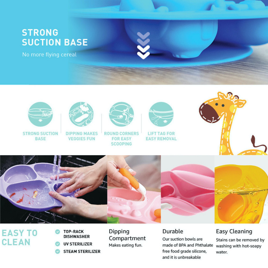 Yummy Dips Suction Divided Plate